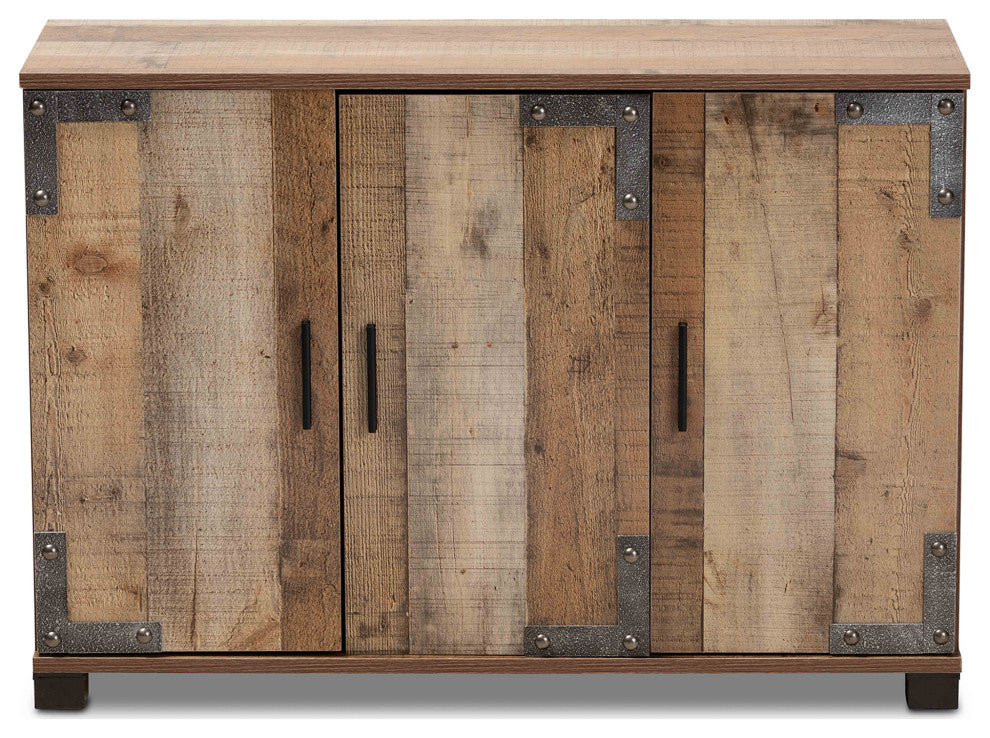 Angelou Farmhouse Rustic 3-Door Shoe Cabinet