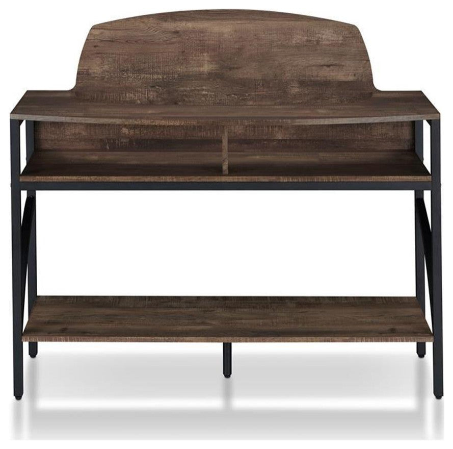 Furniture of America Rodricks Wood 3-Shelf Console Table in Reclaimed Oak