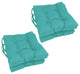 16" Polyester Solid Outdoor Square Tufted Chair Cushions, Set of 4, Aqua Blue