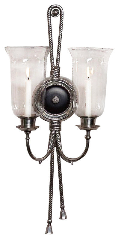 2-Lite Hurricane Sconce, Antique Silver and Black