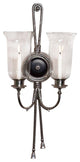 2-Lite Hurricane Sconce, Antique Silver and Black