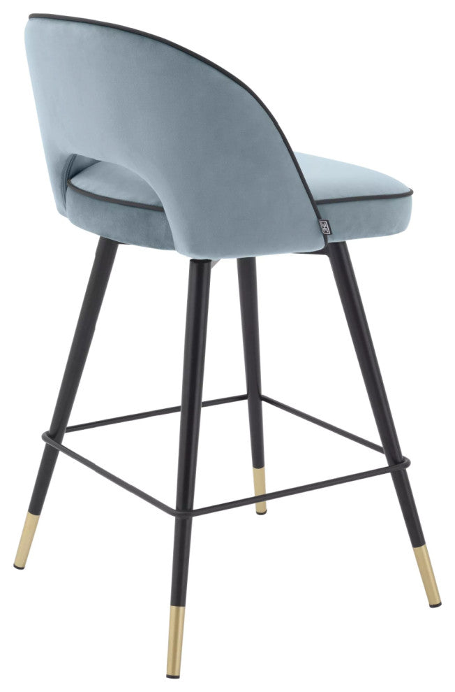 Upholstered Swivel Counter Stool Set (2) | Eichholtz Cliff, Blue