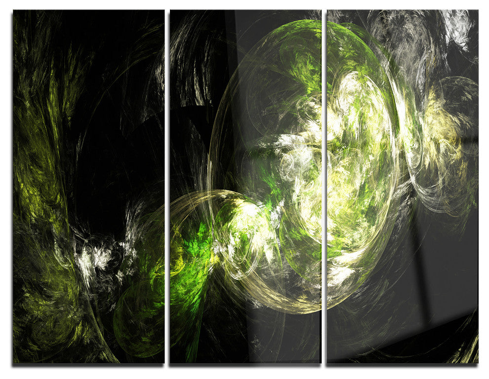 "Billowing Smoke Green" Digital Metal Wall Art, 3 Panels, 36"x28"