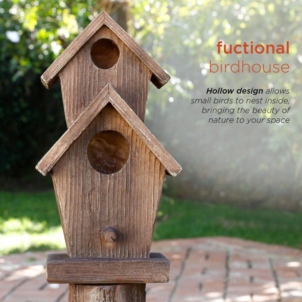 35" Tall Outdoor 3-Tier Birdhouse Water Fountain Yard Art Decor