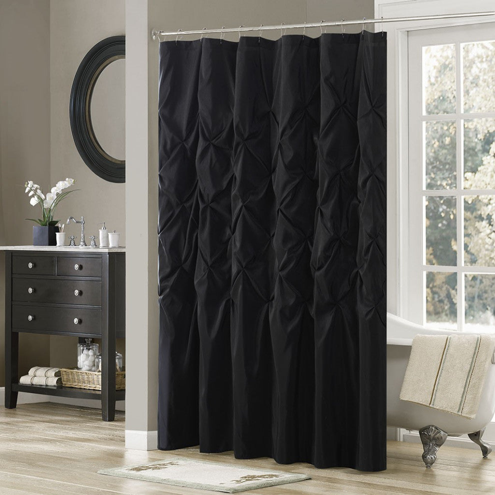 Madison Park Laurel Tufted Semi-Sheer Shower Curtain, Black