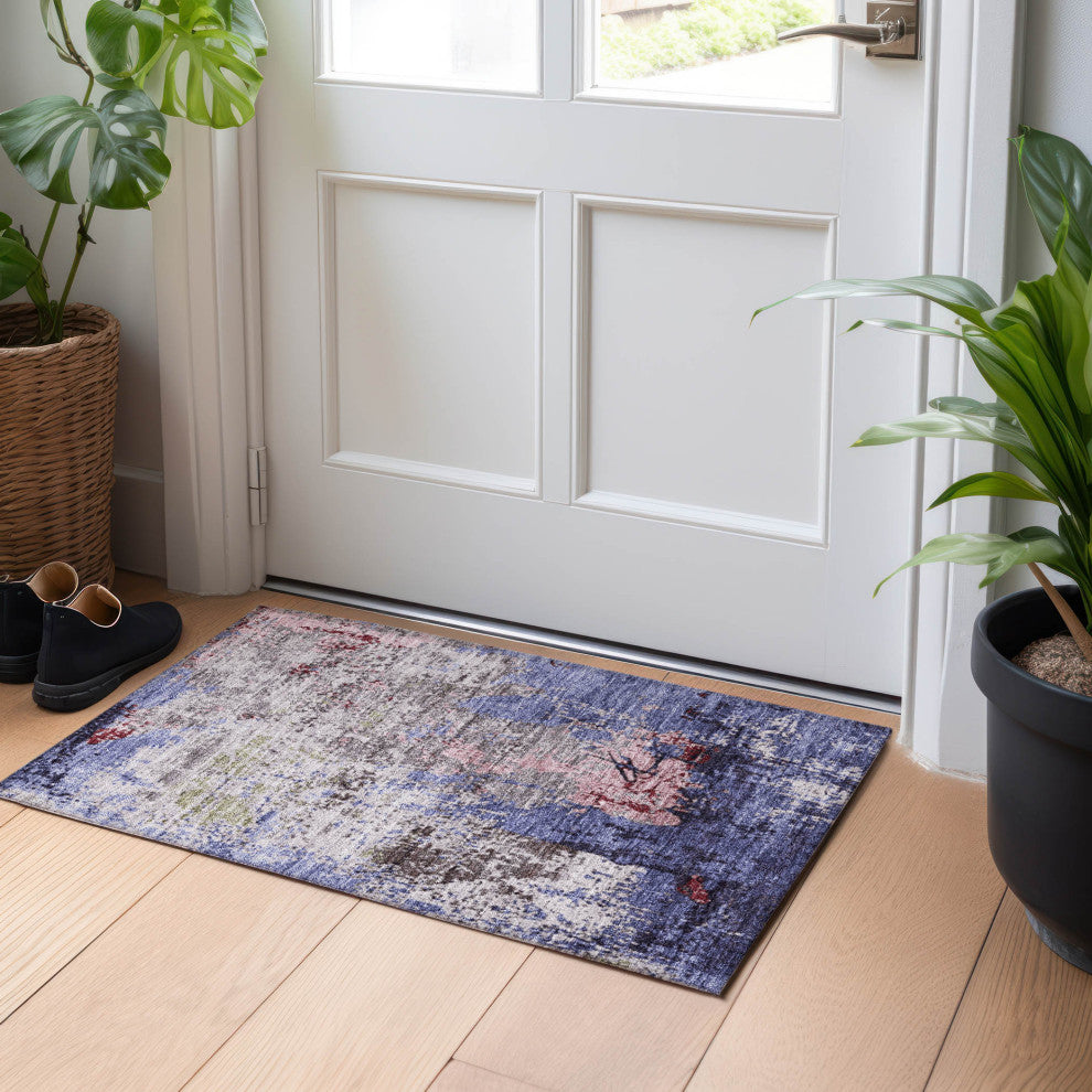 Machine Washable Indoor/Outdoor Chantille ACN1911 Plum 1'8" x 2'6" Rug