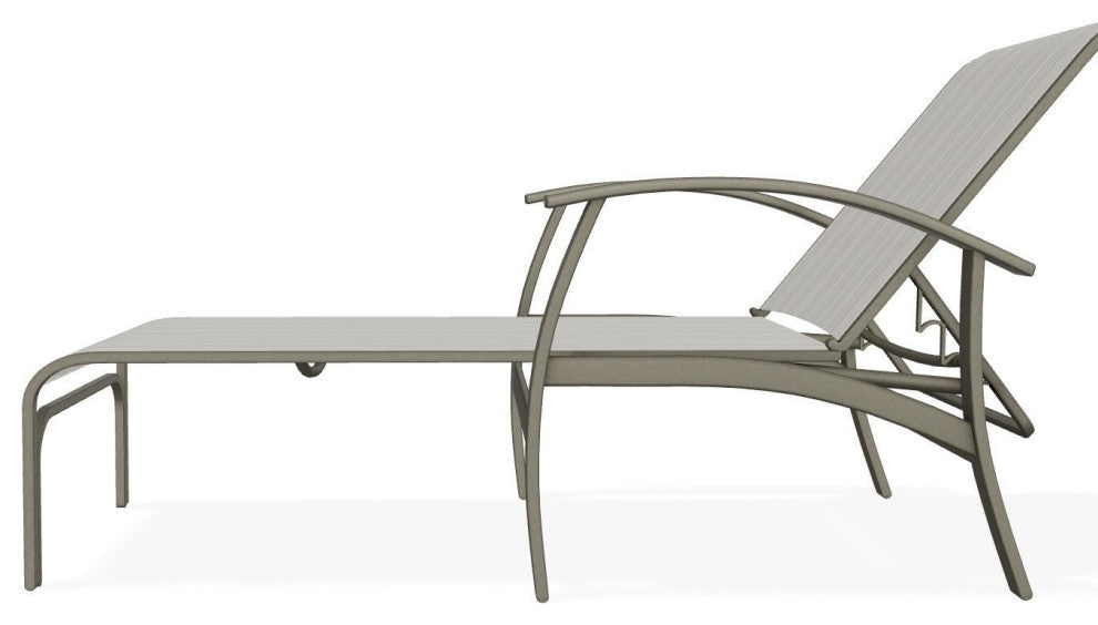 Belle Isle Sling 4-Position Outdoor Chaise Lounge, Harbor/Storm