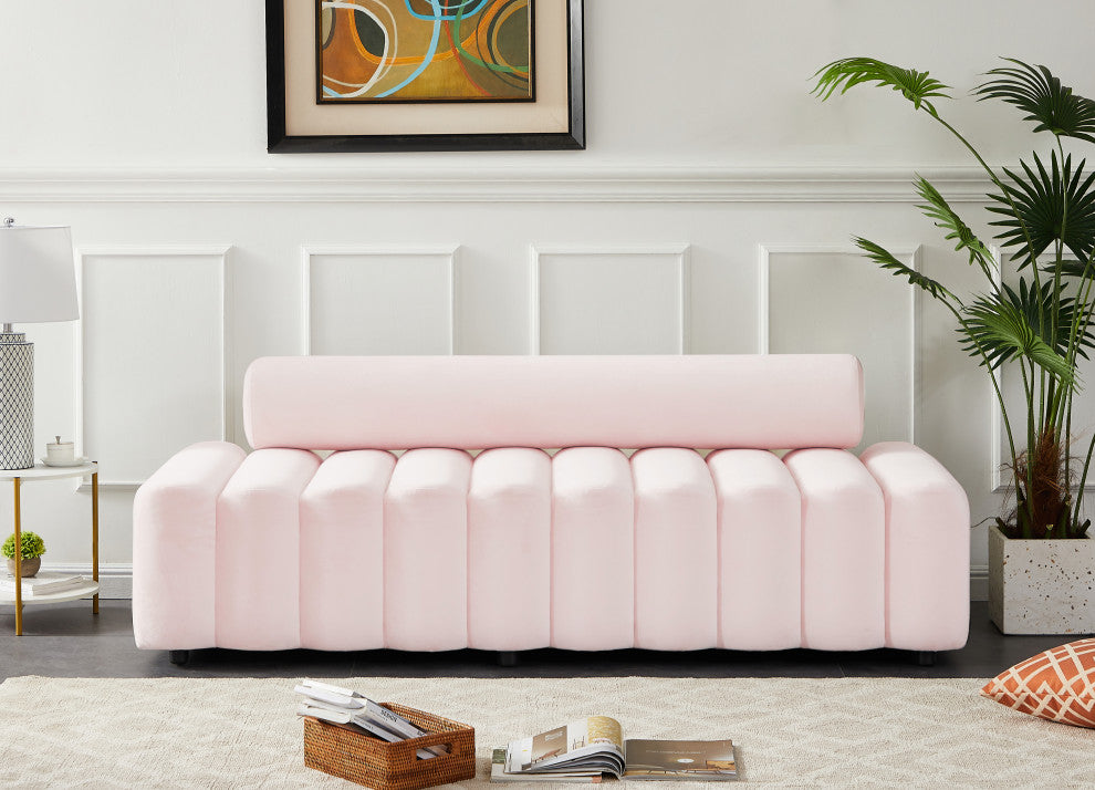 Melody Velvet Upholstered Chair, Pink, Sofa
