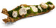 Organic moss and quartz in hand carved wood log