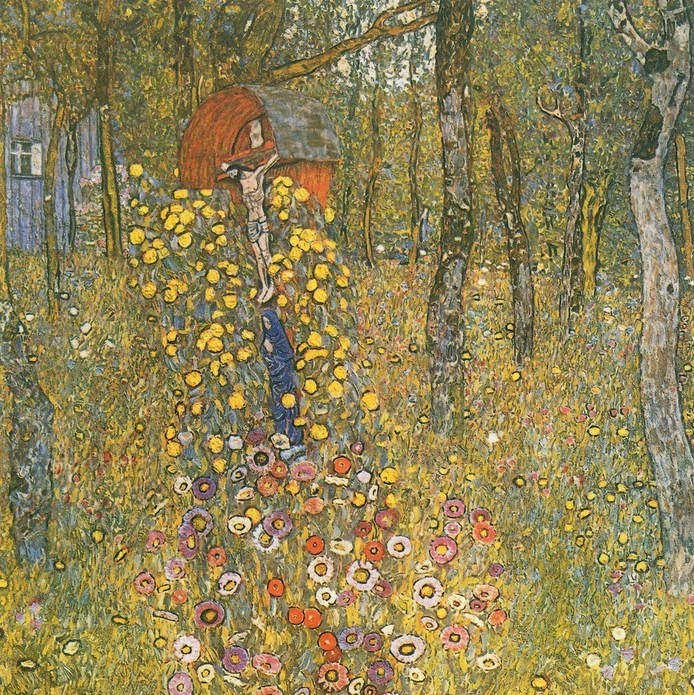 Gustav Klimt Farm Garden with Crucifix Premium Canvas Print