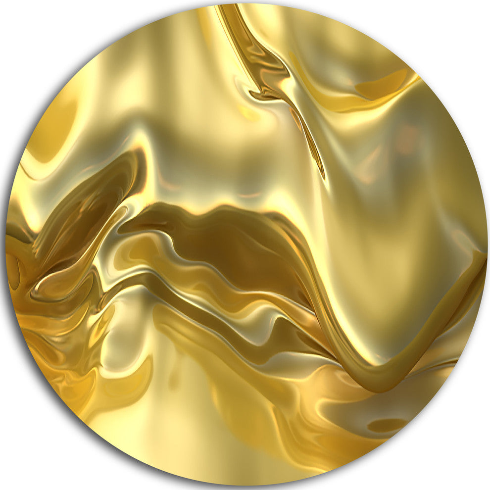 Golden Cloth Texture, Abstract Digital Art Disc Metal Wall Art, 11"
