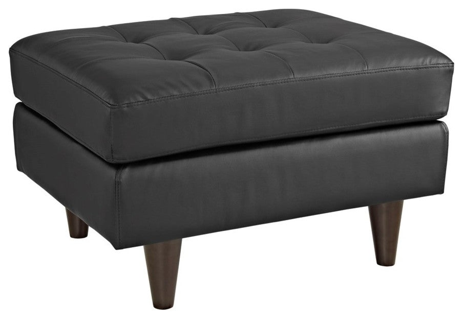 Modern Black Empress Bonded Leather Ottoman