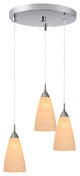 Art Glass 3-Light Multi-Light Pendant, Matte Glass, Satin Nickel