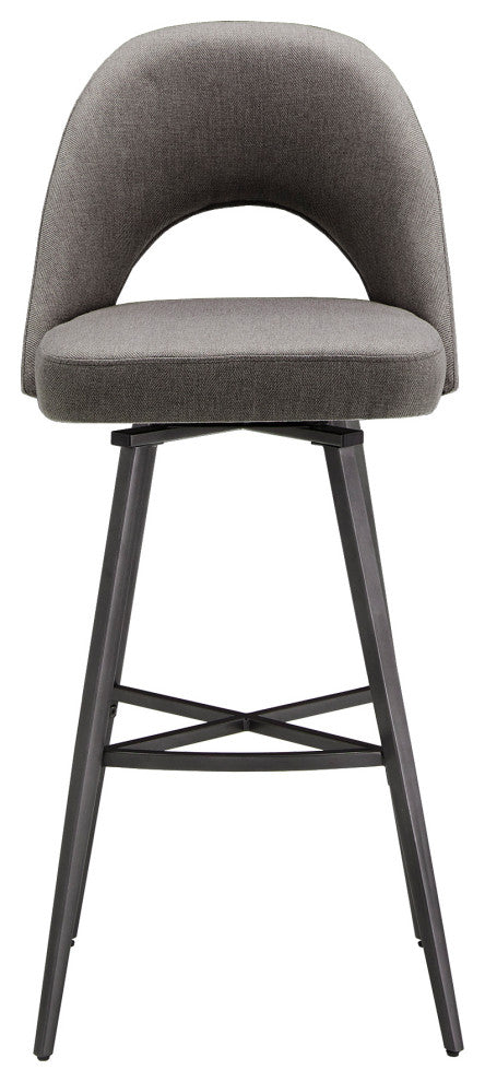 Tierno Metal Fabric Swivel Bar Stools, Set of 2, Dark Gray, Bar Height