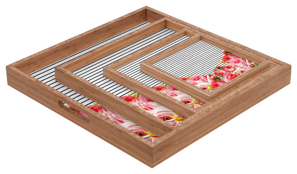Deny Designs Allyson Johnson Bold Floral And Stripes Square Tray