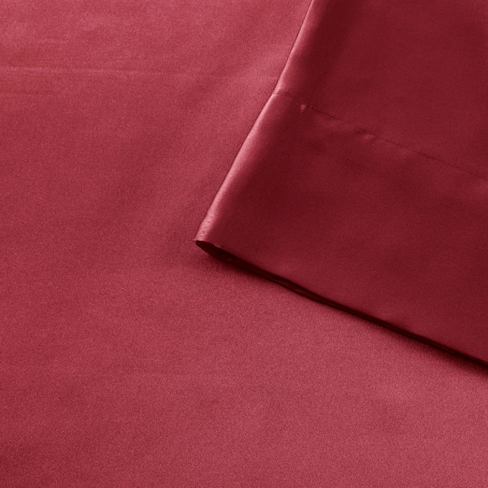Madison Park Essentials Satin Luxury 6 PC Sheet Set, Red