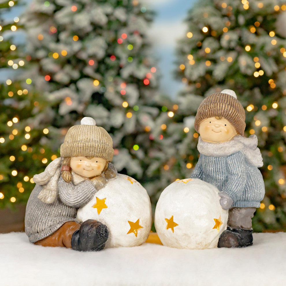 Tushkas Boy and Girl With Snowballs