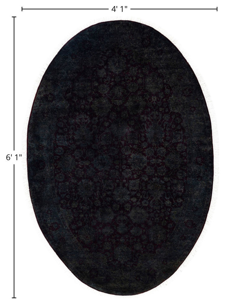 Overdyed One-of-a-Kind Hand-Knotted Area Rug Gray, 4' 1" x 6' 1"
