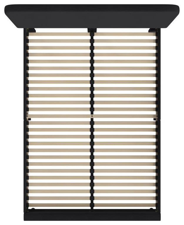 Addison Upholstered Platform Bed - Headboard with Rounded Edges, Charcoal, Queen