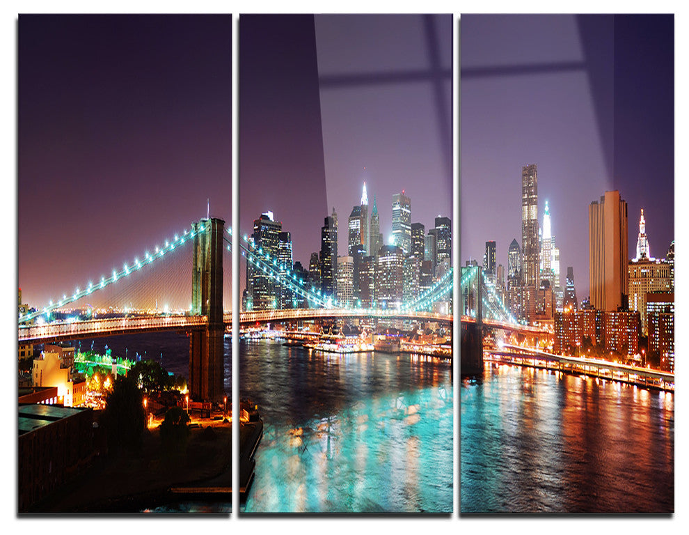 "Hudson River Panoramic View" Photo Metal Wall Art, 3 Panels, 36"x28"