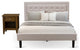 2Pc Fannin Bed Set, 1 Queen Size Bed, Nightstand, Mist Beige