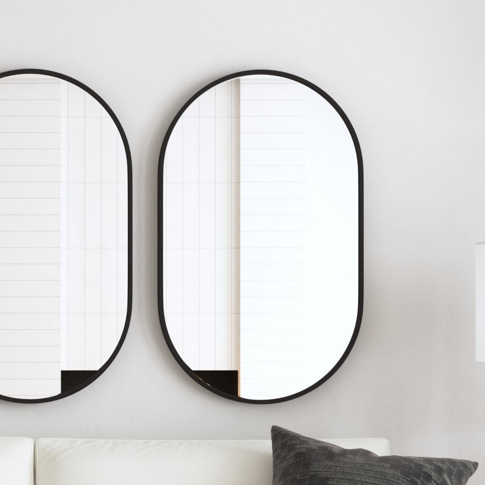 Oval Wall Mirror - Matte Black