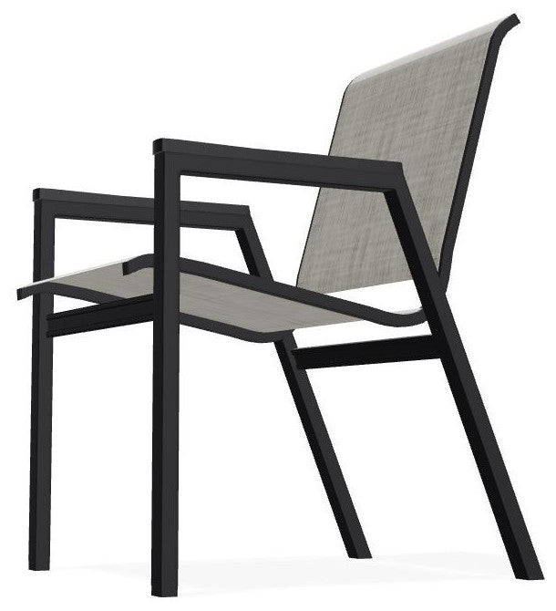 Bazza Sling Stackable Outdoor Dining Chair, Smoke/Black
