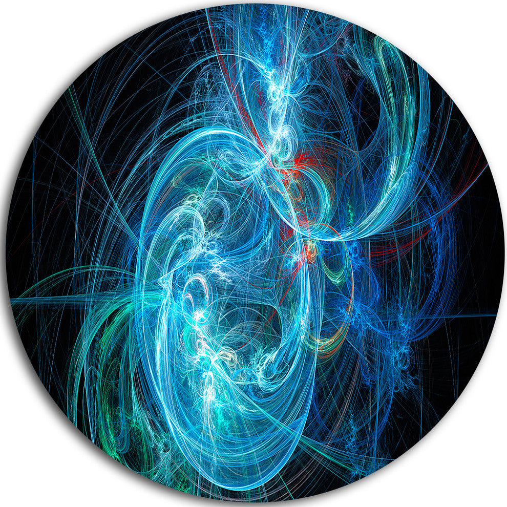 Blue Ball Of Yarn, Abstract Digital Art Round Wall Art, 36"