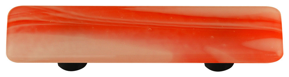 Art Glass Rectangle Swirl Pull, Alum Post, White Swirl Opal Orange