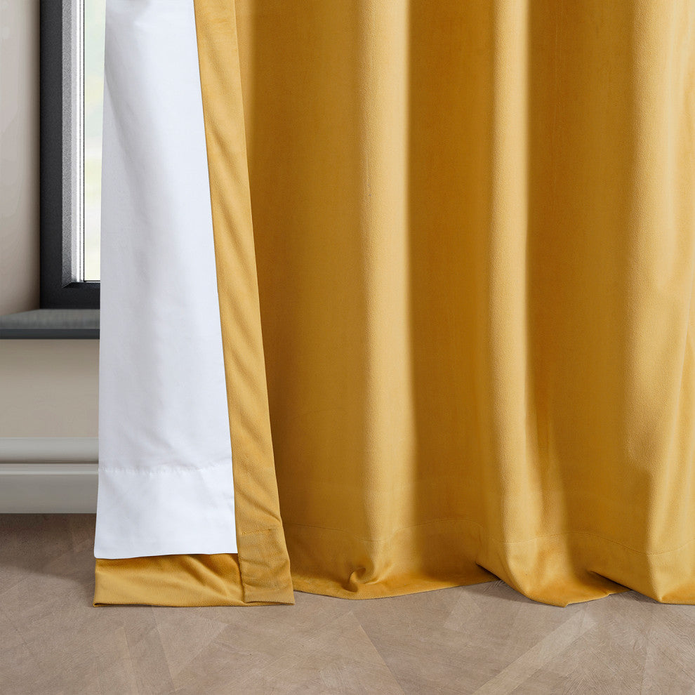 Heritage Plush Velvet Curtain Single Panel, Aztec Gold, 50"x84"