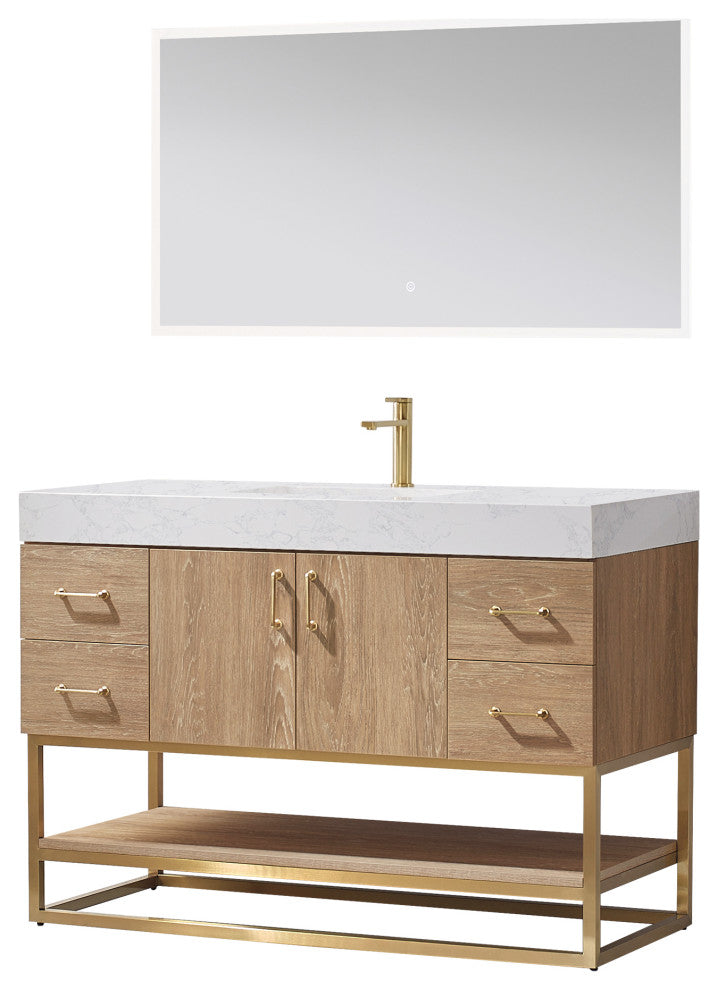 Alistair Vanity, North American Oak, 48 Inch, With Mirror