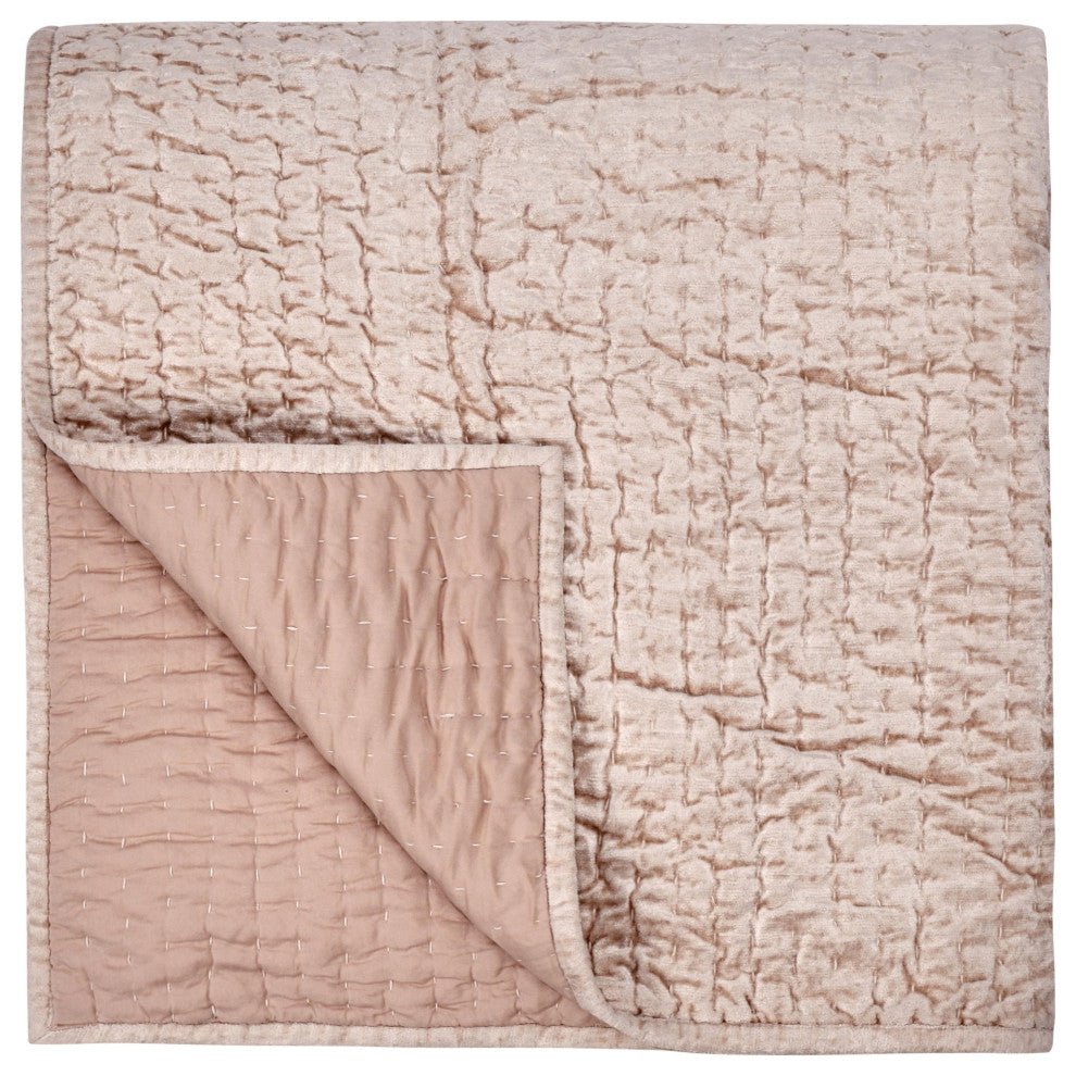 Dimitry Velvet Quilt by Kosas Home, Bliss Pink, King