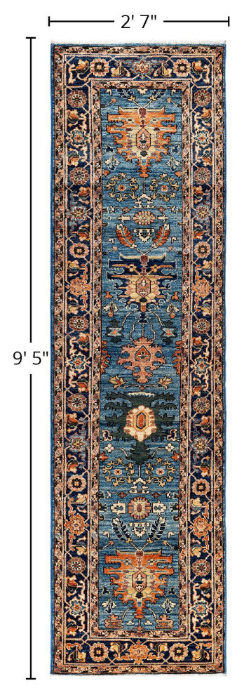 Serapi One-of-a-Kind Hand-Knotted Area Rug Light Blue, 2'7" x 9'5"