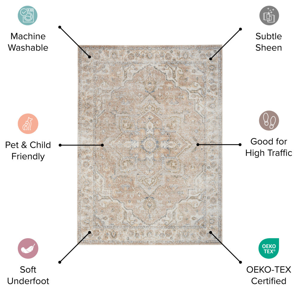 Nourison Astra Machine Washable 4' x 6' Ivory Multicolor Kids Indoor Rug