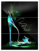 "Green High Heel Show" Glossy Metal Wall Art, 3 Panels, 28"x36"