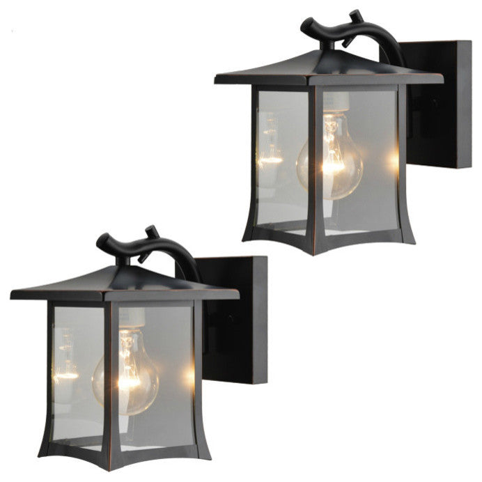 Oil Rubbed Bronze Outdoor Patio/Porch Exterior Light Fixtures, Set of 2