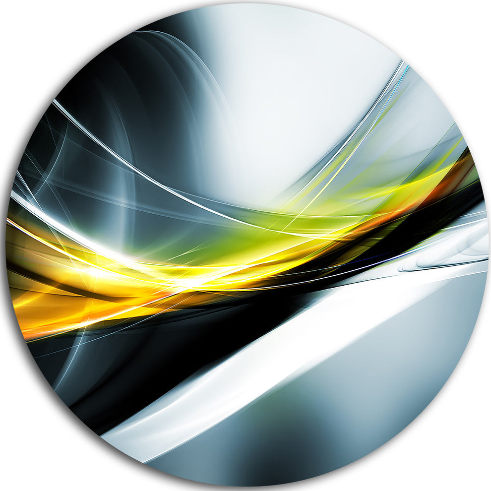 Glittering Yellow Pattern, Abstract Digital Art Disc Metal Artwork, 23"