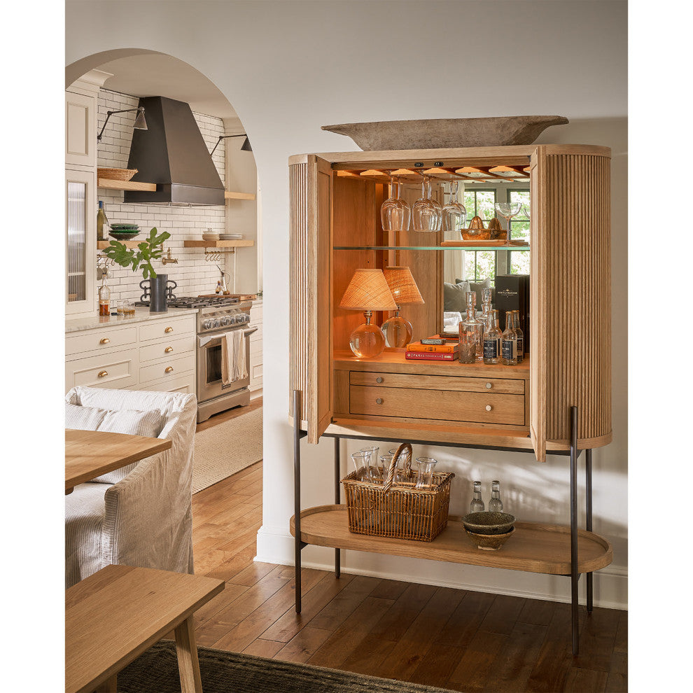 Giorgio Crystal Mini Lamp, Natural Brass With Rattan Shade