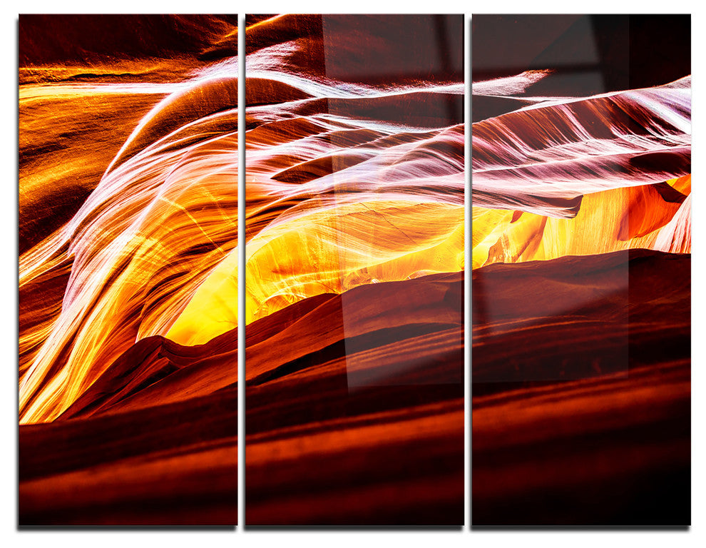 "Yellow in Antelope Canyon" Photo Metal Wall Art, 3 Panels, 36"x28"
