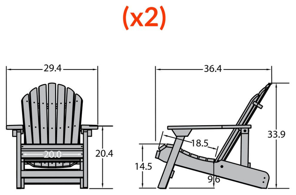 Hamilton Folding and Reclining Adirondack Chairs, Set of 2, Weathered Acorn