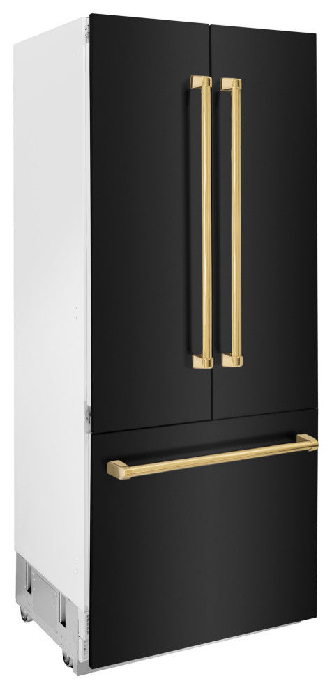 ZLINE Refrigerator With Internal Water, Black Stainless With Gold RBIV-BS-36-G