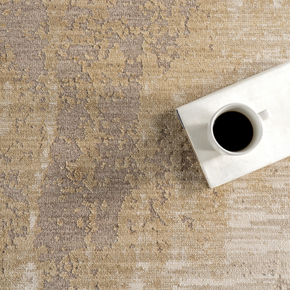 Eulalie Contemporary Abstract Area Rug, Sand 4'x6'
