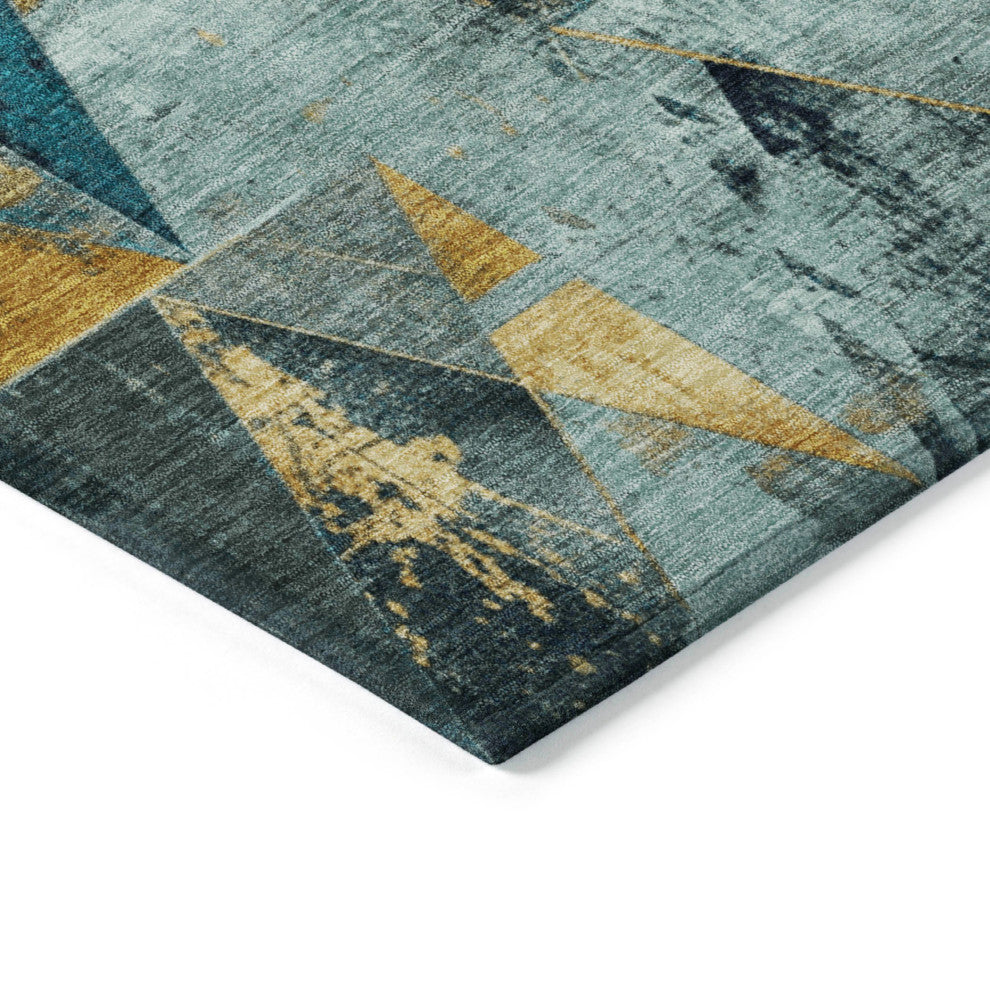 Machine Washable Indoor/Outdoor Chantille ACN1888 Teal 9' x 12' Rug