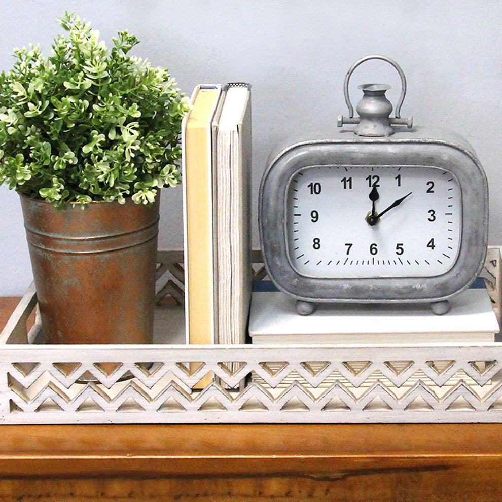 HomeRoots Distressed Arabic Metal Table Clock