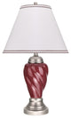 40093-4, 26" High Ceramic Table Lamp, Burgundy With Pewter Finish Base