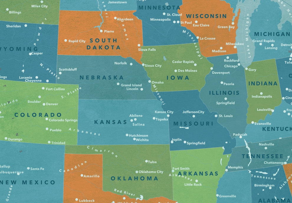 USA Push Pin Map, America Road Trips, 24"x20"