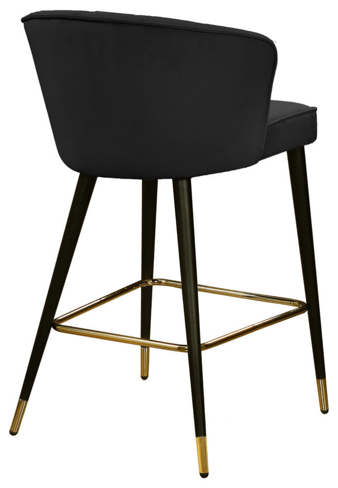 Cassie Velvet Upholstered Stool, Set of 2, Black