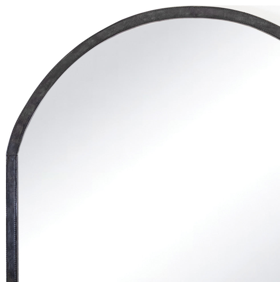 Regina Andrew Knox Leather Mantle Mirror, Black