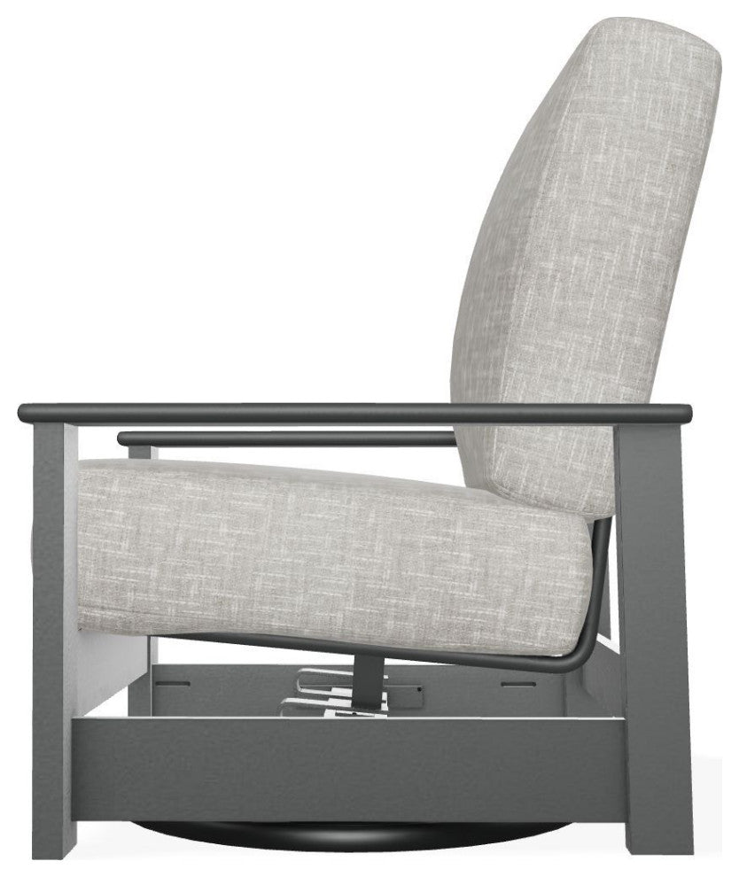Leeward Deep Seat Outdoor Hidden Swivel Rocker, Hither Pewter/Graphite