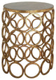 Granite Top Open Circles Round Accent Table Gold Contemporary Modern